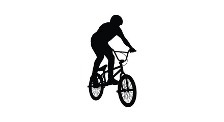 Obraz premium Bmx rider performing a trick black silhouette