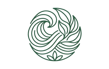 Obraz premium Flowing wave and leaf combination representing natural energy, balance and environmental innovation.