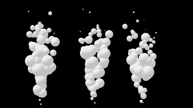 Smoke column rising up. 3D generated stylized animation fx. Available in FullHD and 4K video on black screen