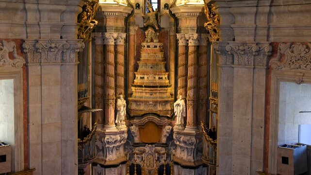 Baroque gilded altar in the Clerigos Church in Porto