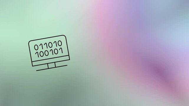 Artificial Intelligence binary code icon illustration, Machine Learning, and Innovation