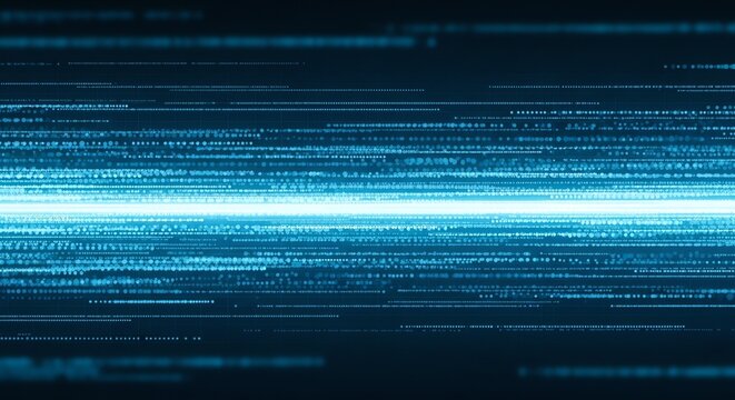 Futuristic digital network wave with glowing data stream