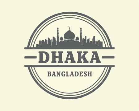 Dhaka Bangladesh City Skyline Badge Logo Design