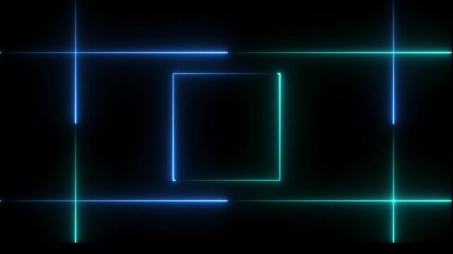 NEON Lights motion sign white color loops square motion draws and beautiful lights background linear lamp Beautiful abstract square light line moving fast 4k video