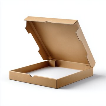 Packaging event open cardboard pizza box kitchen product photography minimalist front view culinary concept