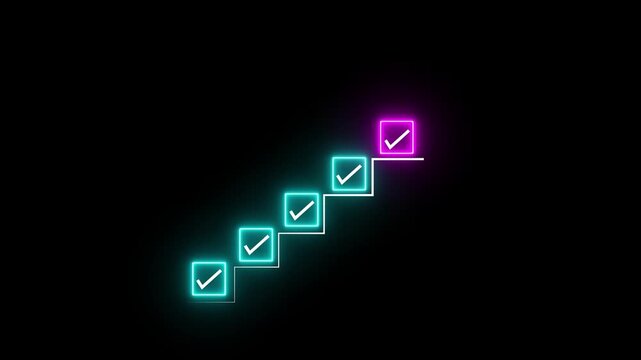 Checklist and task progress tracking concept on transparent background. Productivity, goal setting, and efficient project management. Motion graphics of progress icons. 4k video animation.