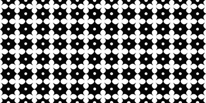 Four leaf clover pattern black and white geometric design
