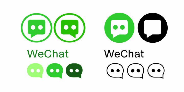 Wechat Logo Variations Flat Icon Set On White Background