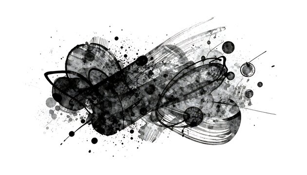 Abstract black ink splatters and brush strokes collection design