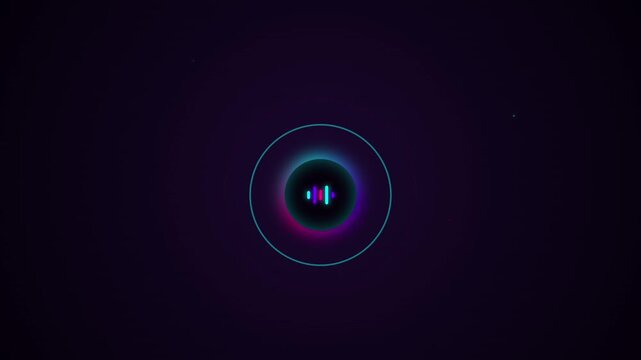 Ai glowing neon audio spectrum waveform circle equalizer voice assistant