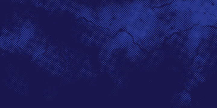 Abstract dark blue halftone dots background with retro comic cloud texture
