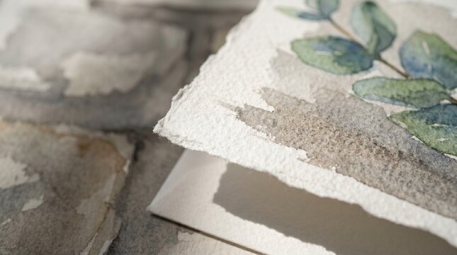 An extreme close-up that prioritizes the physical sensation of the paper grain and the delicate imperfections of the deckle edge.