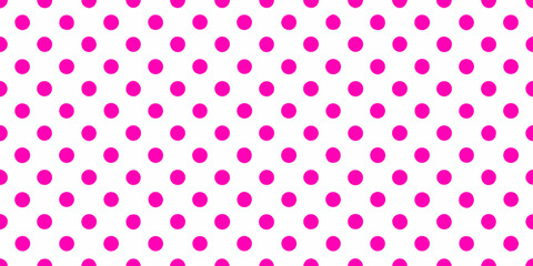 Pink polka dot pattern on a white background repeating design © Ratan
