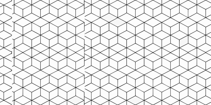 Isometric cube pattern a black and white line art design