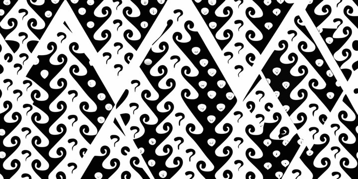 Question mark pattern a repeating black and white vector design