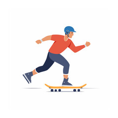 Fototapeta premium Man skateboarding in flat design style