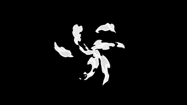 Flash fx 2d cartoon  smoke explosion, smoke with sparkling trail, glitter smoke effect on black screen background. 2D hand-drawn flash FX animation and smoke burst animation. 4k video