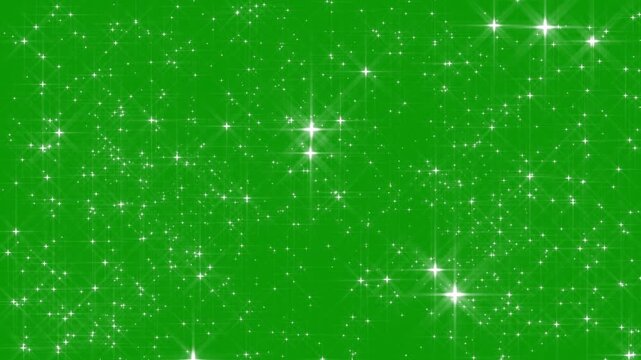 Glitter sparkle animated green screen, 4K Chroma key 3d animation, white shining dust light, magic flash or glitter motion explosion, twinkling stars animation, seamless loop animation