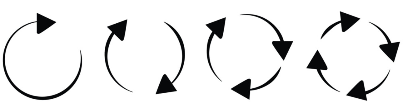 Circle arrow icon set with refresh reload symbols, recycle signs, and repeat round arrow vector illustration.
