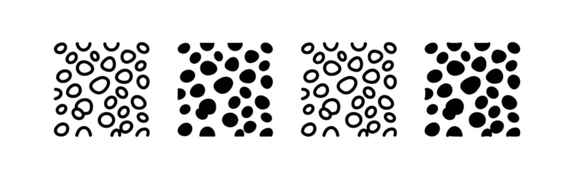 Circle Pattern Icons: Irregular Circles in Outline and Solid