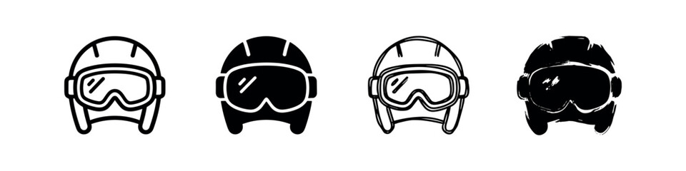 Ski Helmet Icons: Snowboard Helmet with Goggles © liubomir118809
