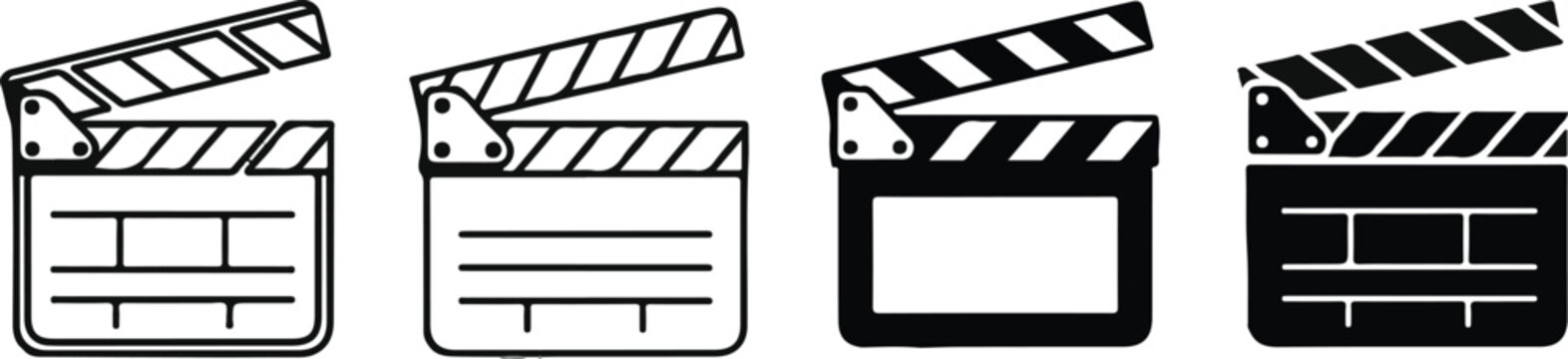 Film clapper board icons in various styles