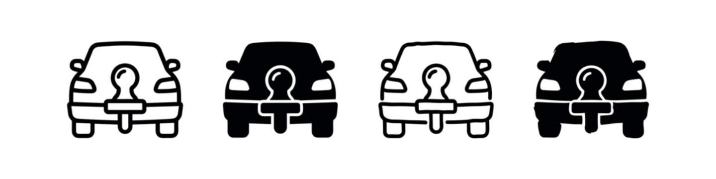 Four Car with Tow Hook Icons in Different Styles