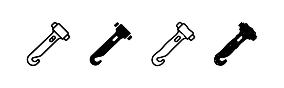 Car shifter lever icons set: outline and silhouette
