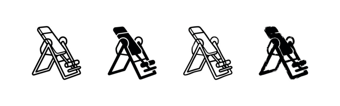 Inversion Table Exercise Equipment Icon Set