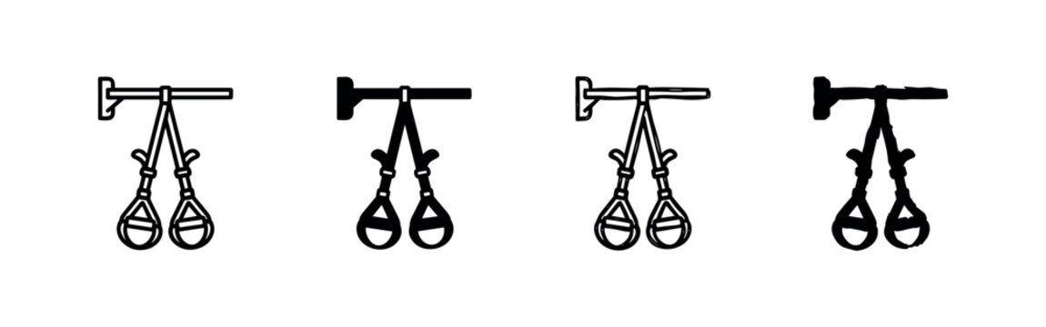 TRX suspension training straps icon set, ideal for fitness, workout, and gym-related graphic designs.