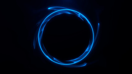 Electric blue light ring with smooth plasma motion on a dark futuristic background, abstract energy loop for sci-fi visuals, portals, titles, and tech screens. © Aksver