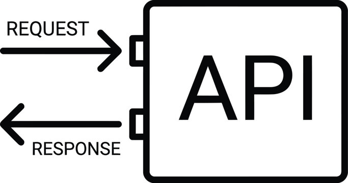 API network block data exchange icon, application programming interface request and response flow