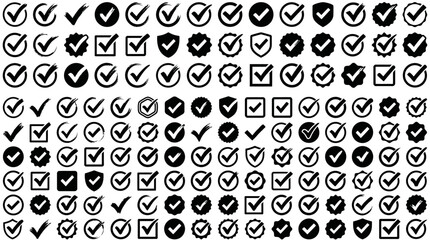 Black and white checkmark icons set on white background © Thamseer