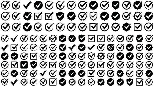 Black and white checkmark icons set on white background