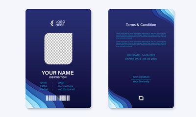 Obraz premium Blue Geometric Employee ID Card Template, Corporate Identity Badge Design