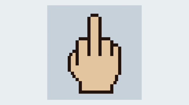 Vector Pixel Art Middle Finger Hand Sign - Retro Gesture Illustration