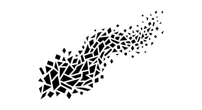 Particle explosion icon, silhouette style, white background, vector illustration