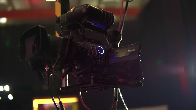 Professional broadcast television camera on a crane