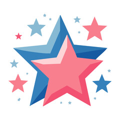Obraz premium Blue and pink stars illustration on white background