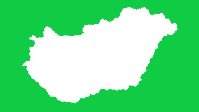 Hungary map pop animation with green background