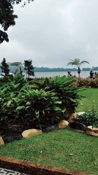 Scenic Walkthrough of Ulun Danu Beratan Temple Garden by Lake Bratan Bali