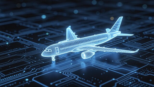 Digital airplane on circuit board