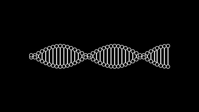 Minimalist line art DNA strand molecule structure video for biotechnology
