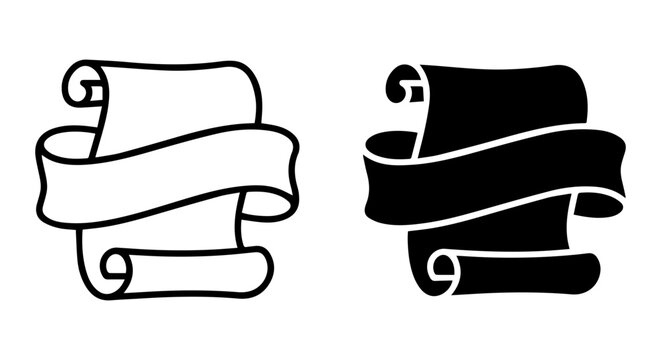 Scroll Banner Icons, Vintage Parchment Ribbons, Blank Certificate Templates, Vector Graphics