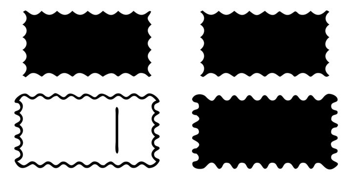 Scalloped rectangle silhouettes on a black background