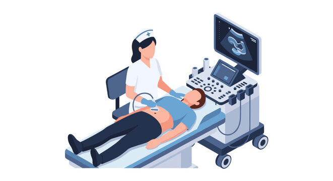 Medical professional performing ultrasound examination on patient.