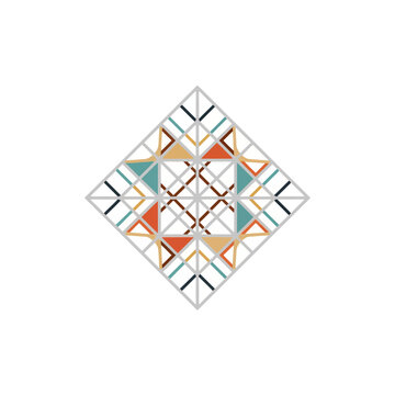 Geometric Symmetrical Diamond Pattern with Modern Flat Colors for Decorative Tile Ornament and Minimalist Graphic Design Element
