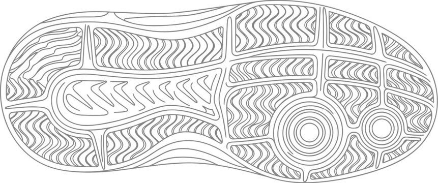 Black and white sneaker shoe sole footprint tread pattern