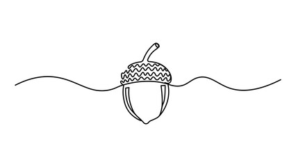 Continuous line drawing acorn on white background © Graphix Desk