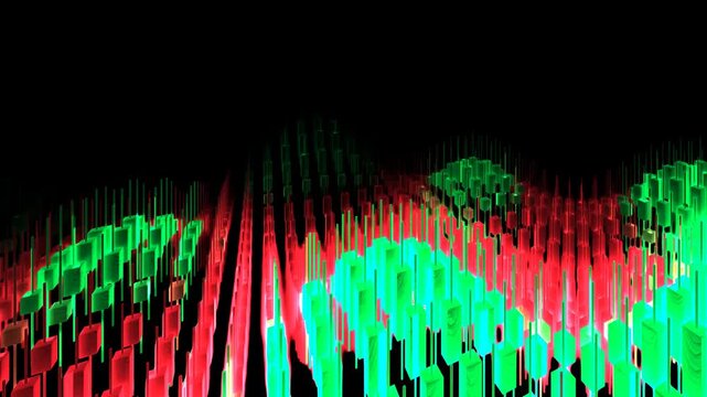 Animated Abstract Financial Candlestick Matrix Data Visualization